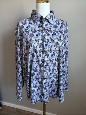 Western country rodeo farm cowboy Men's Floral Button-Up modern fit cotton Shirt